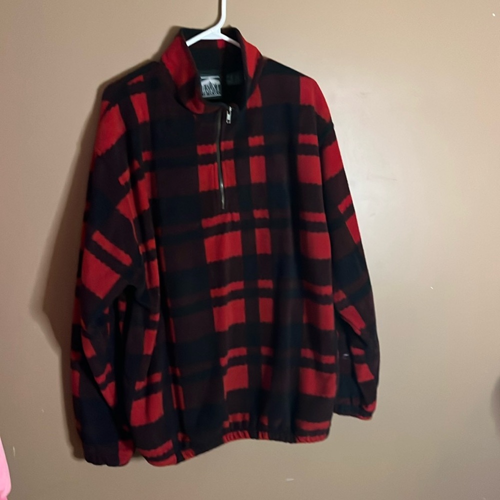 😄Vintage Fleece Pullover Plaid XL